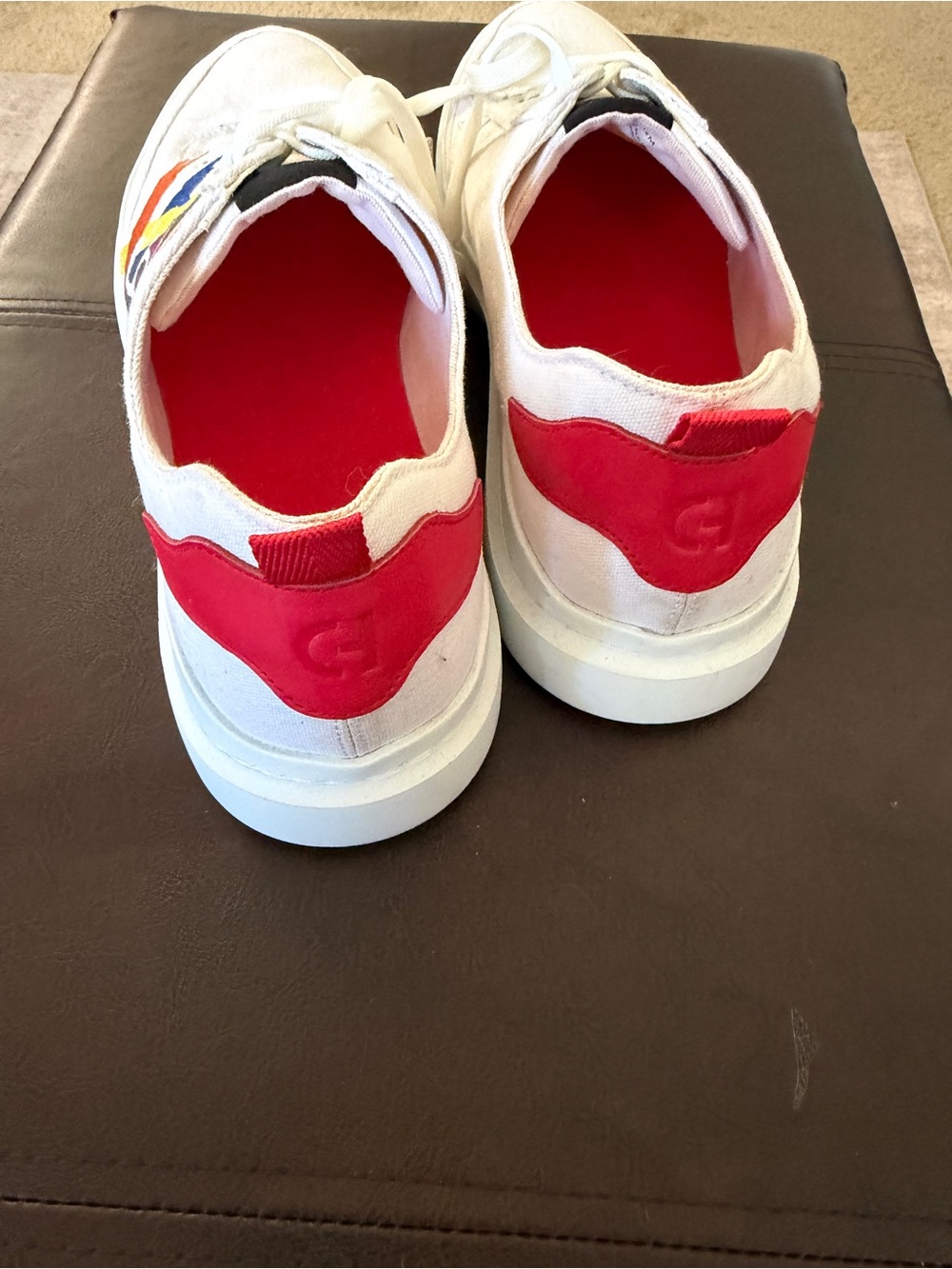 Cole Haan White Canvas Sneakers with Multicolor 'LOVE' Brushstroke Design - Picture 7 of 9